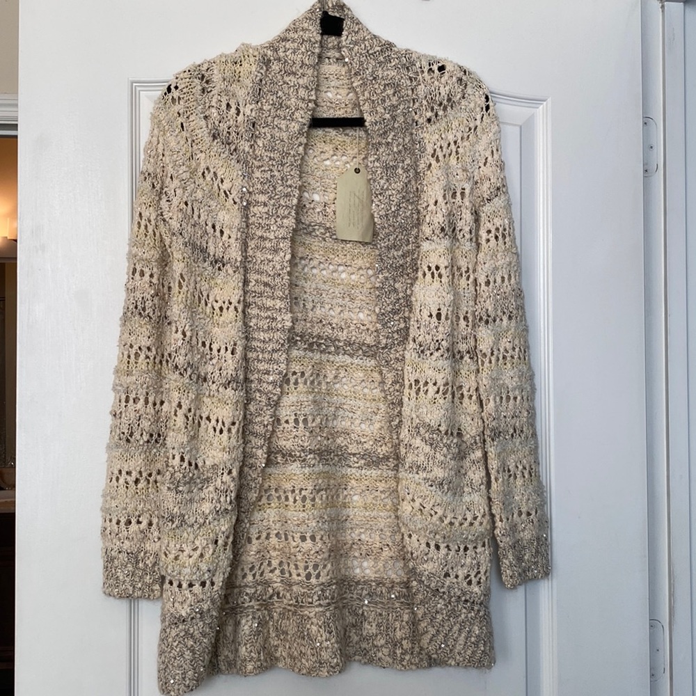 Open knit cardigan with sequin detail